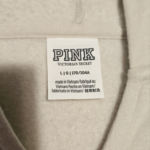 Victoria's Secret PINK cream with leopard print logo cropped hoodie Size L - Picture 4 of 6
